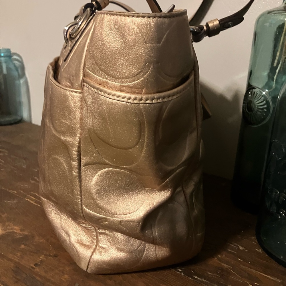 Coach Metallic Gold Signature Tote - Picture 9 of 12